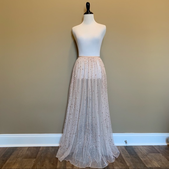 Victoria's Secret Dresses & Skirts - VS Sheer Mesh Sequin Star Maxi Skirt